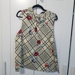 Modcloth Floral Retro Criss Cross Striped Blouse